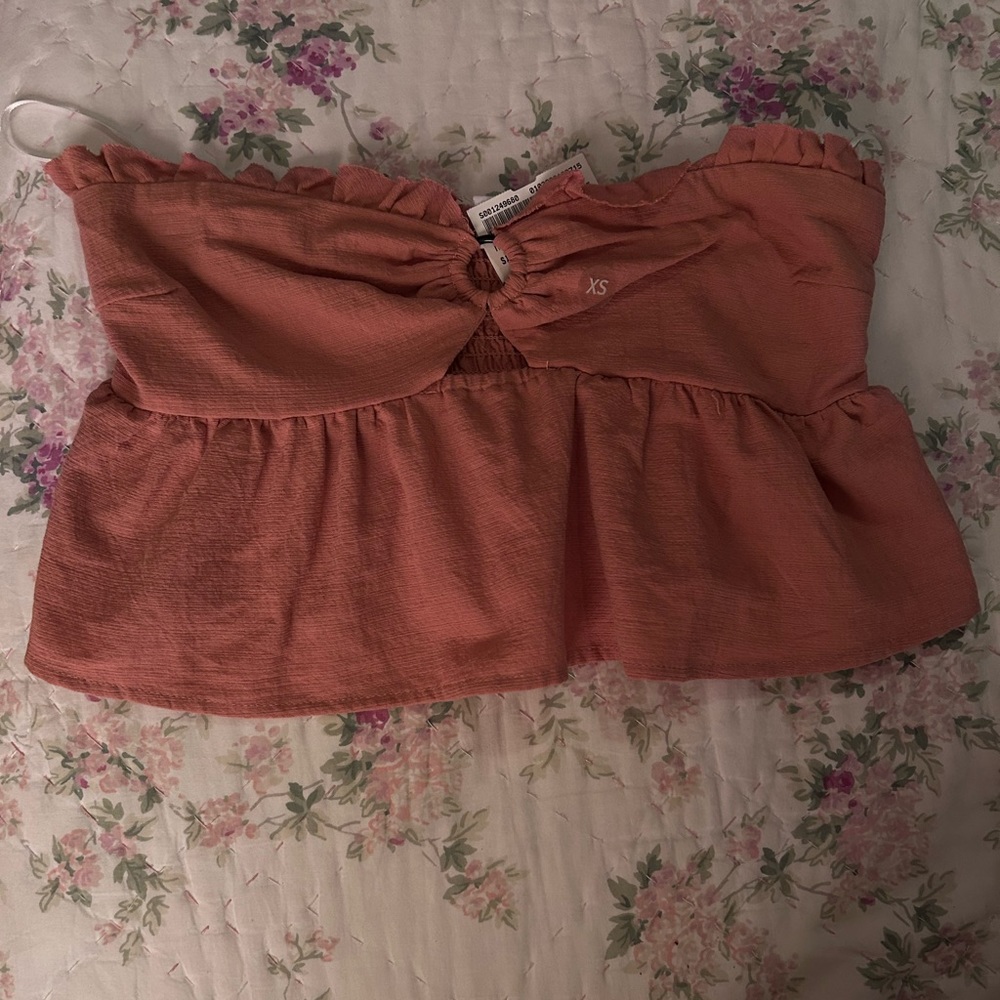 melon strapless top